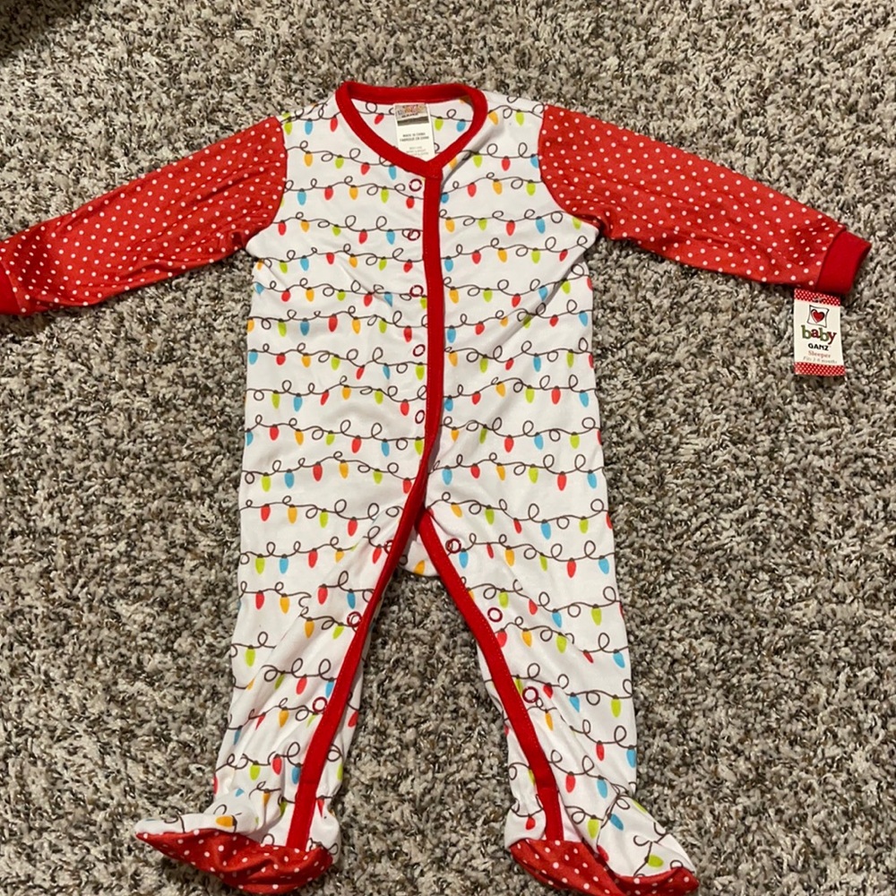 Christmas light and red polka dot sleeper new with tags